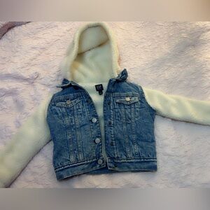 GAP Denim Jacket with Cream Fleece Hood
